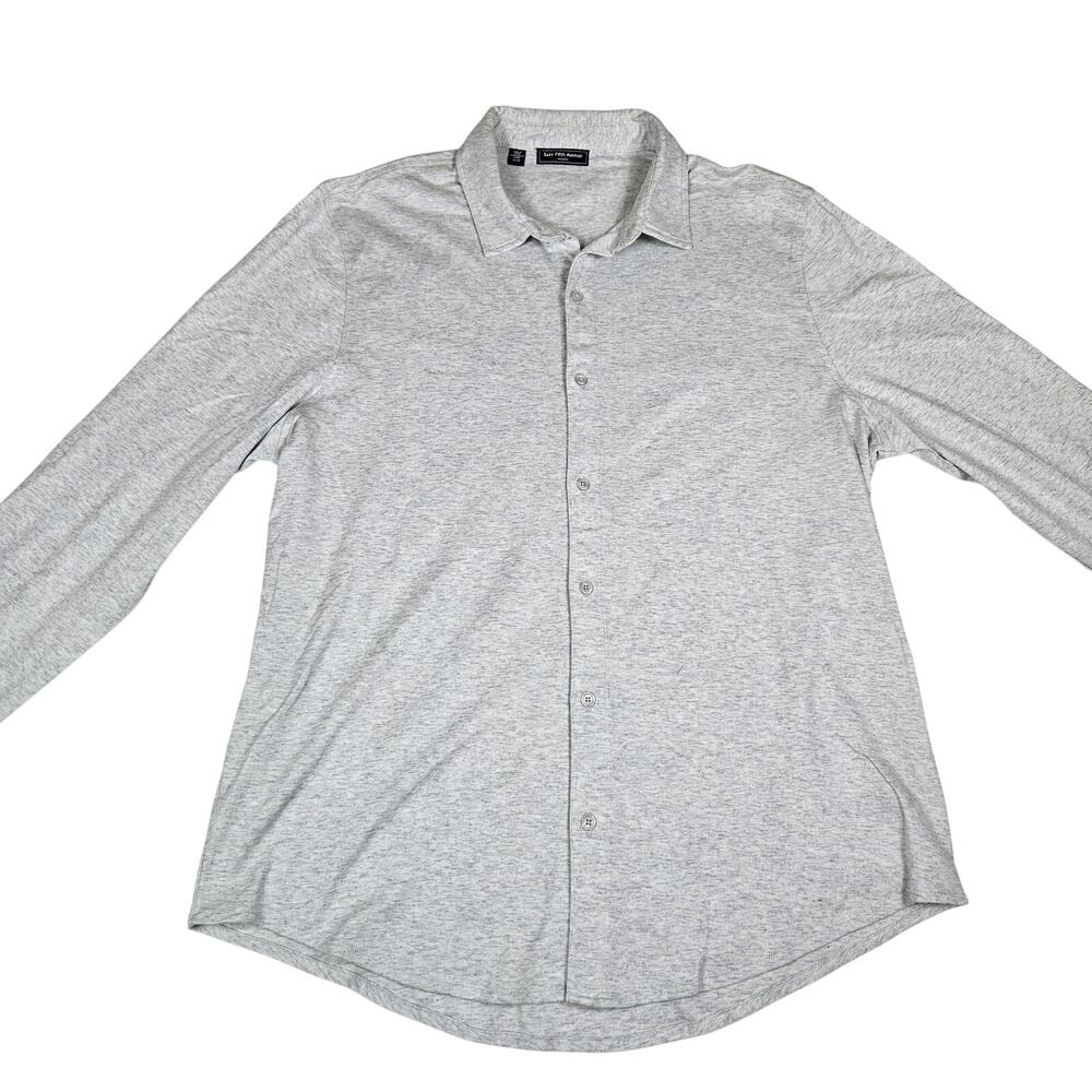 Saks Fifth Avenue Jersey Button Front Shirt Men XL Modern Fit Casual Gray Cotton